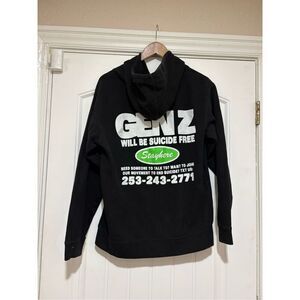 Stay Here Gen Z Hoodie Sz Small Black